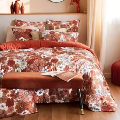 Copripiumino in garza di cotone (260 x 240 cm) Gaïa azalea Terracotta