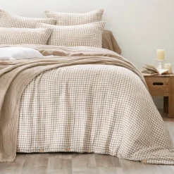 Copripiumino in garza di cotone (280 x 240 cm) Gaïa vichy Corda