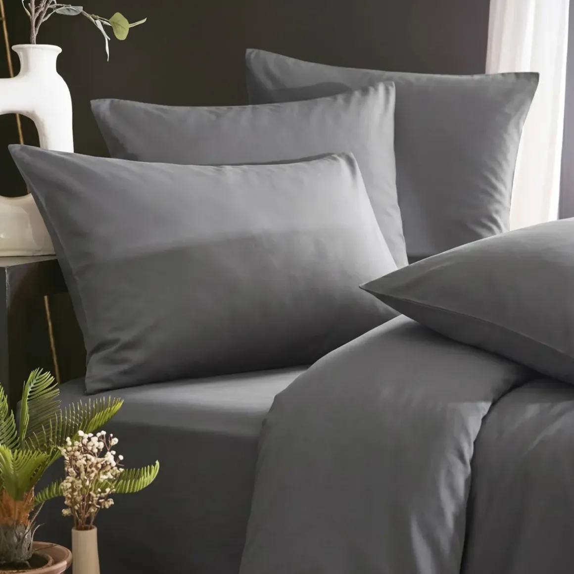 Copripiumino in lyocell Tencel™ lavato (200 x 200 cm) Olivia Granito Grigio