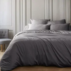 Copripiumino in raso di bambù (140 x 200 cm) Sienna Grigio granito