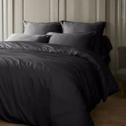 Copripiumino in raso di bambù (140 x 200 cm) Sienna Nero