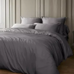 Copripiumino in raso di bambù (240 x 220 cm) Sienna Grigio granito