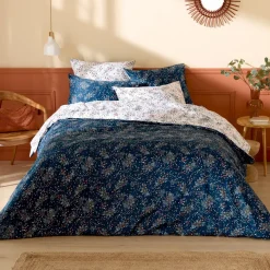 Copripiumino in raso di cotone (260 x 240 cm) Lilou Blu navy