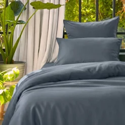 Copripiumino lyocell Tencel™ lavato (140 x 200 cm) Olivia Blu Stone