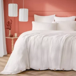 Copripiumino quadrupla garza di cotone (260 x 240 cm) Victoria x Gaïa Bianco chantilly