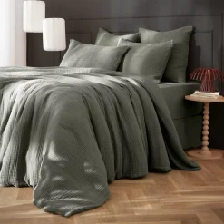 Copripiumino quadrupla garza di cotone (260 x 240 cm) Victoria x Gaïa Verde rosmarino