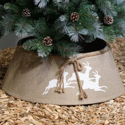 KAEMINGK Accessori Per Albero Di Natale-Coprivaso di albero di Natale in Juta (D68 cm) Renna di Natale