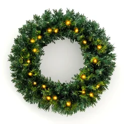 EMINZA Corona Di Natale-Corona di Natale luminosa (D60 cm) Royal Verde e bianco caldo