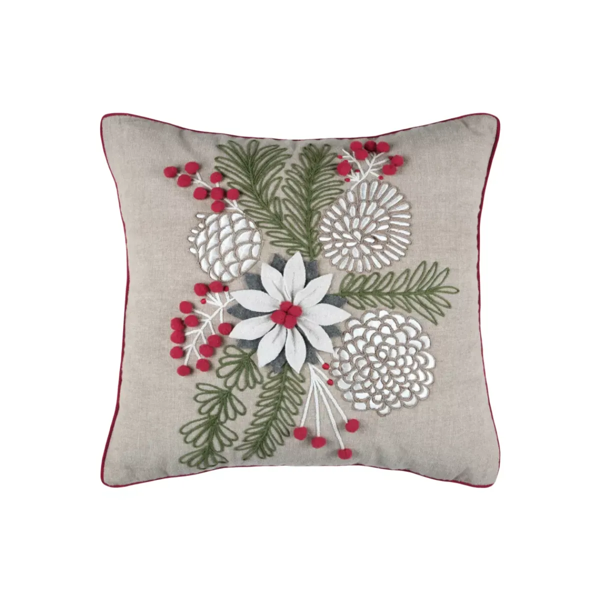 STOF Plaid E Cuscini Di Natale-Cuscino di Natale cotone e lana (45 x 45 cm) Winty