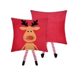 STOF Plaid E Cuscini Di Natale-Cuscino di Natale quadrato in velluto (45 x 45 cm) Edgard Renna Caramello