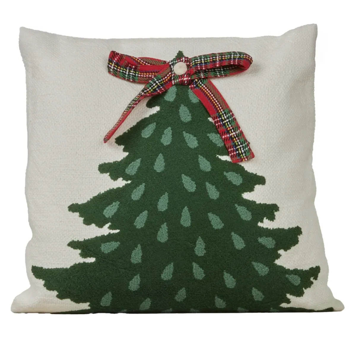 KAEMINGK Plaid E Cuscini Di Natale-Cuscino di Natale quadrato in cotone (45 x 45 cm) Albero di Natale Tartan Rosso