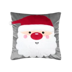 STOF Plaid E Cuscini Di Natale-Cuscino di Natale quadrato velluto (45 x 45 cm) Edgard Babbo Natale