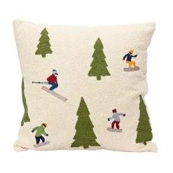 KAEMINGK Plaid E Cuscini Di Natale-Cuscino natalizio quadrato in cotone (45 x 45 cm) Sciatori