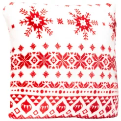 JJA Plaid E Cuscini Di Natale-Cuscino natalizio quadrato (40 x 40 cm) Fiocchi di neve e bianco
