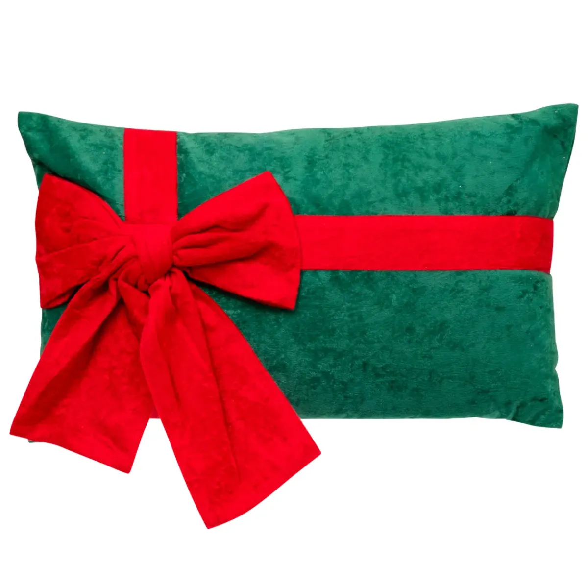 JJA Plaid E Cuscini Di Natale-Cuscino natalizio rettangolare (30 x 50 cm) Fiocco in velluto Rosso e