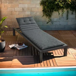 EMINZA Cuscini Lettini Da Spiaggia|Cuscini Per Lettini E Accessori-Cuscino per lettino prendisole trapuntato (180 x 60 cm) Sunset Grigio