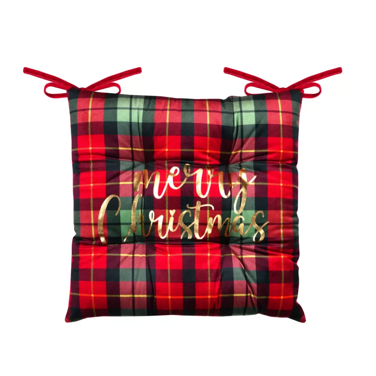 STOF Plaid E Cuscini Di Natale-Cuscino per sedia natalizio quadrato velluto (38 x 38 cm) Harold