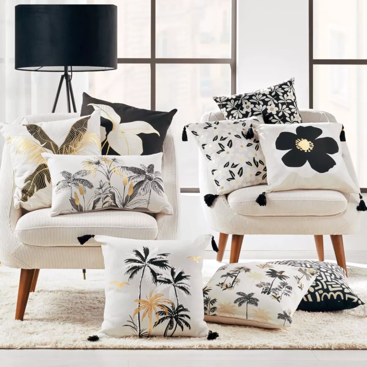DOUCEUR D'INTERIEUR Cuscini E Fodere-Cuscino quadrato cotone (45 x 45 cm) Jill