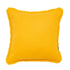 Cuscino quadrato in cotone (45 x 45 cm) Pixel con frange Giallo senape
