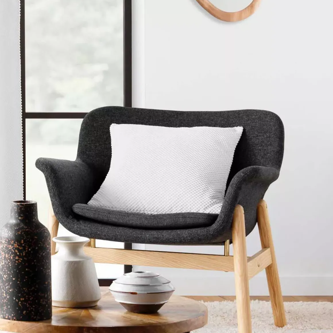 Cuscino quadrato in flanella in rilievo (45 x 45 cm) Java Bianco