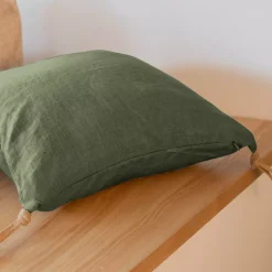 Cuscino quadrato lino lavato (45 cm) Louise Verde rosmarino