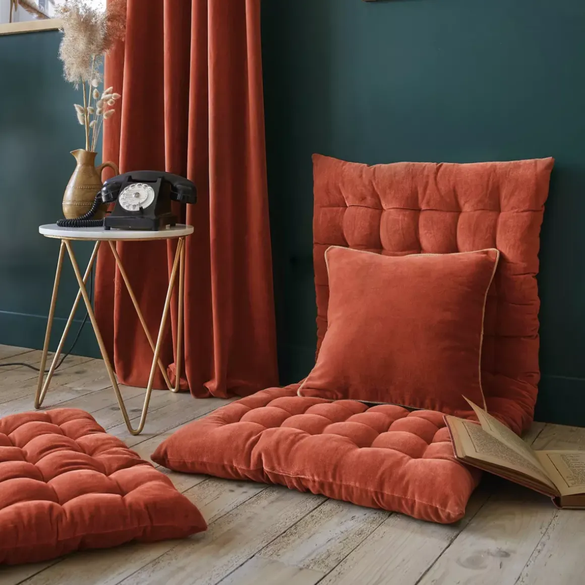 Cuscino quadrato velluto di cotone (45 x 45 cm) Victor Terracotta