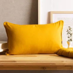 Cuscino rettangolare in cotone (30 x 50 cm) Pixel Giallo senape