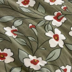 Cuscino rettangolare in garza di cotone (40 x 60 cm) Gaïa margherita Verde rosmarino