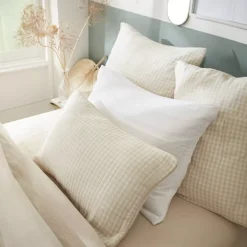 EMINZA Cuscini E Fodere-Cuscino rettangolare in garza di cotone (40 x 60 cm) Gaïa vichy Beige