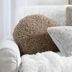 Cuscino rotondo bouclé (40 cm) Cosylife Tortora
