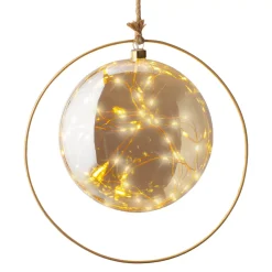 KAEMINGK Decorazioni E Oggetti Natalizi|Oggetti Decorativi E Illuminati-Decorazione da appendere luminosa a pile 40 LED (D26 cm) Luna d'Inverno /bianco caldo