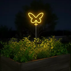 KAEMINGK Luci Per Esterno-Decorazione luminosa Solare da infilare nel terreno (H65 cm) Farfalla neon Gialla