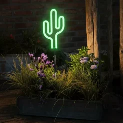KAEMINGK Luci Per Esterno-Decorazione luminosa Solare da infilare nel terreno (H73 cm) Cactus neon