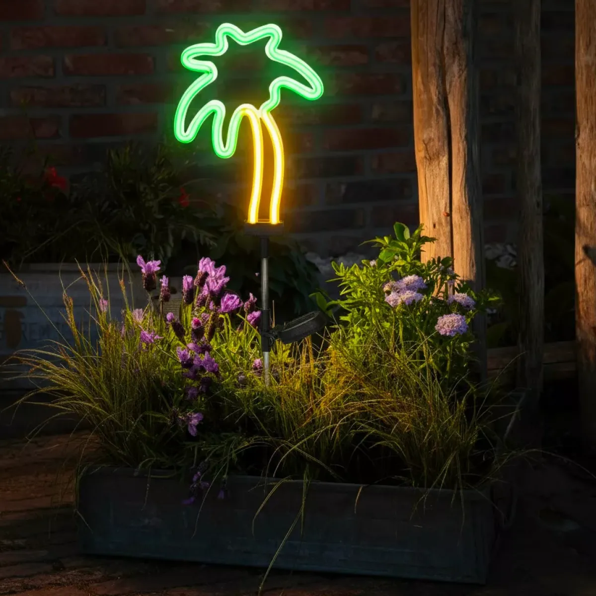 KAEMINGK Luci Per Esterno-Decorazione luminosa Solare da infilare nel terreno (H74 cm) Palma neon