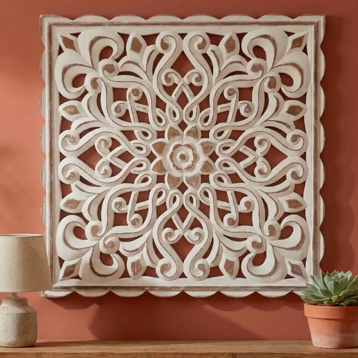 EMINZA Quadri & Decorazioni Murali-Decorazione murale in legno (L80 cm) Mandala patinato