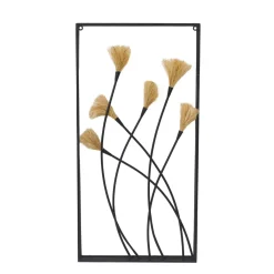 EMINZA Quadri & Decorazioni Murali-Decorazione murale in metallo e lino (Alt 80 cm) Nature