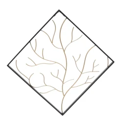 EMINZA Quadri & Decorazioni Murali-Decorazione murale in metallo (Alt 49,5 cm) Albero contemporaneao e dorato