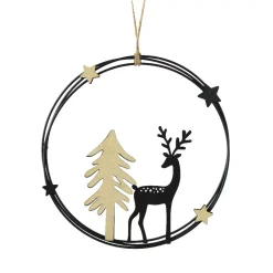 KAEMINGK Addobbi Natalizi-Decorazione natalizia da appendere in metallo (D18 cm) Renna chic e oro