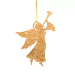 JJA Addobbi Natalizi-Decorazione natalizia da appendere in metallo (H17 cm) Angelo tromba Dorato