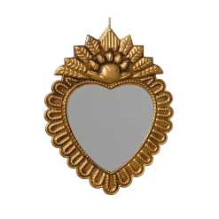 KAEMINGK Addobbi Natalizi-Decorazione Natalizia da appendere in metallo (H20 cm) Specchio Exvoto Dorato