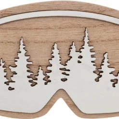 JJA Addobbi Natalizi-Decorazione natalizia da appendere in legno (H16 cm) Maschera da sci