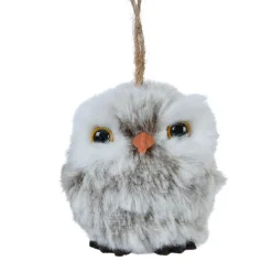 KAEMINGK Addobbi Natalizi-Decorazione natalizia da appendere (H6 cm) Gufo d'inverno Pelliccia grigia