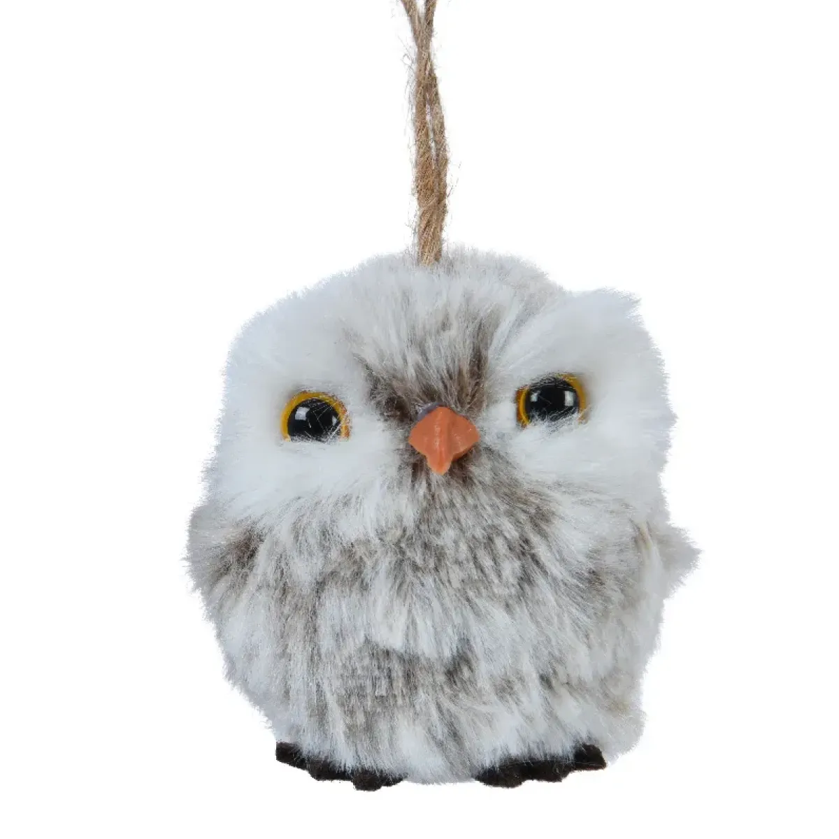 KAEMINGK Addobbi Natalizi-Decorazione natalizia da appendere (H6 cm) Gufo d'inverno Pelliccia grigia
