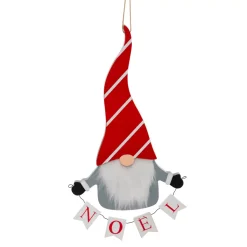 JJA Addobbi Natalizi-Decorazione natalizia da appendere in legno (H32 cm) Folletto Buon Natale in