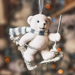 KAEMINGK Addobbi Natalizi-Decorazione natalizia da appendere in plastica vellutata (H10 cm) Orso Albin