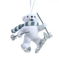 KAEMINGK Addobbi Natalizi-Decorazione natalizia da appendere in plastica vellutata (H10 cm) Orso Albin