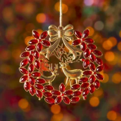 KAEMINGK Addobbi Natalizi-Decorazione natalizia da appendere in metallo (D9 cm) Corona e strass e dorato
