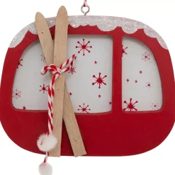 JJA Addobbi Natalizi-Decorazione natalizia in legno a forma di cabinovia della Savoia (H12,5 cm)