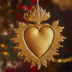 KAEMINGK Addobbi Natalizi-Decorazione natalizia sospesa in metallo (H14 cm) Cuore Exvoto Dorato