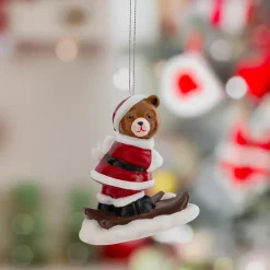 JJA Addobbi Natalizi-Decorazione natalizia sospesa (H9 cm) Orsetto sciatore impazzito